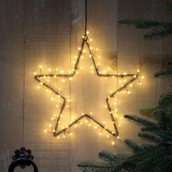 Hanging Cluster Star Christmas Silhouette, Antique White LEDs