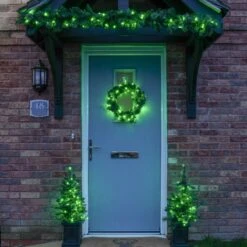 Outdoor Battery Garland, Wreath, 2 Potted Trees Christmas Door Set, Colour Changing LEDs 10 Outdoor Battery Garland, Wreath, 2 Potted Trees Christmas Door Set, Colour Changing LEDs -Twinkly Twinkly Store 2521049 11