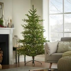 6ft Pre Lit PE Nordman Fir Christmas Tree