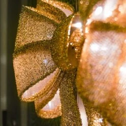 Premier® Outdoor Battery Gold Bow Hanging Christmas Decoration -Twinkly Twinkly Store lb201169cg 1