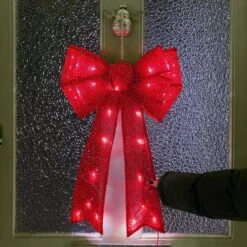 Premier® Outdoor Battery Red Bow Hanging Christmas Decoration -Twinkly Twinkly Store lb201169r 2 1