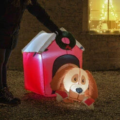 Premier® 1.2m Inflatable Christmas Dog House Figure