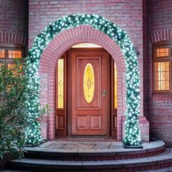 2.5m Outdoor Green Commercial Christmas Pre Lit Archway, White ConnectGo® LEDs