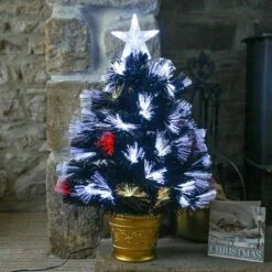 2ft Fibre Optic Christmas, White And Multi Coloured LEDs