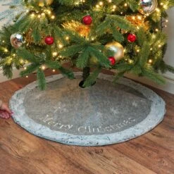 1m Grey Fur Christmas Tree Skirt