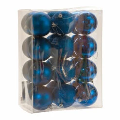 24 X 8cm Royal Blue Assorted Shatterproof Christmas Tree Baubles