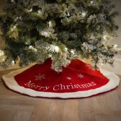 1m Red Merry Christmas Tree Skirt
