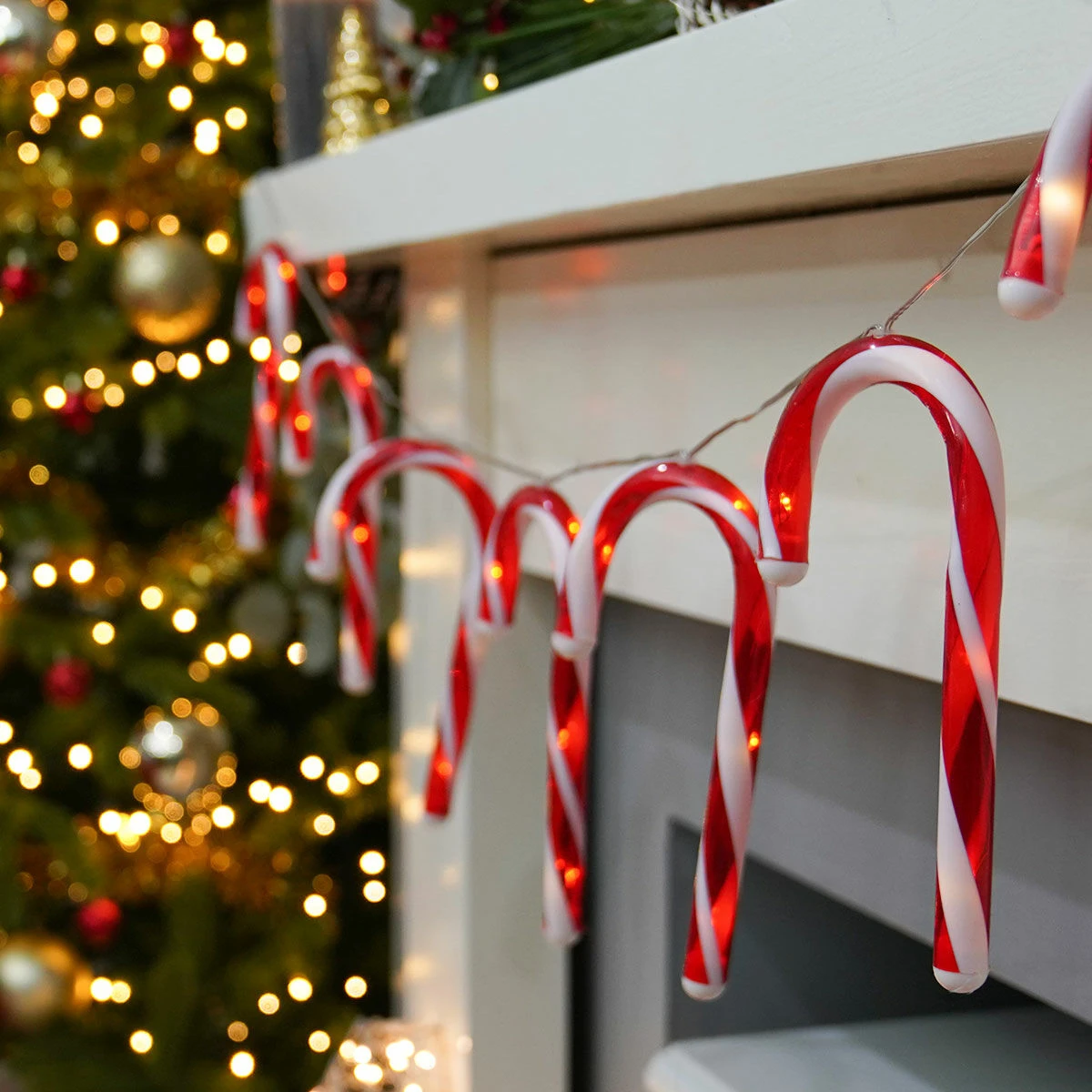 Battery Candy Cane Christmas Fairy Lights 4 Battery Candy Cane Christmas Fairy Lights - Image 2