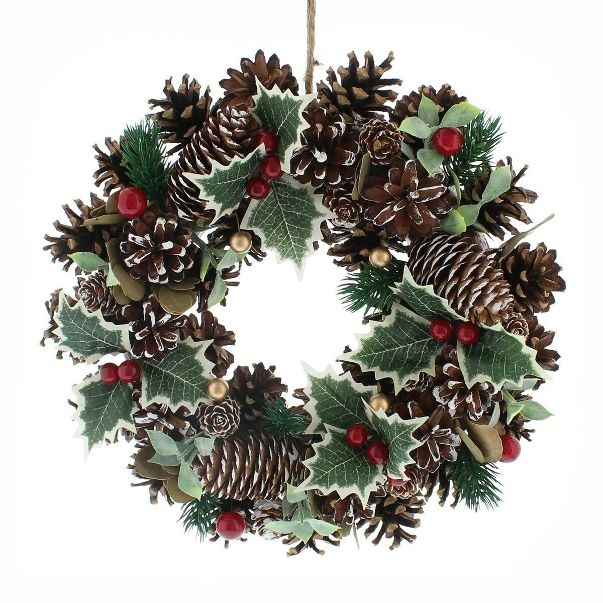 30cm Holly And Red Berries Christmas Wreath 6 30cm Holly And Red Berries Christmas Wreath - Image 4