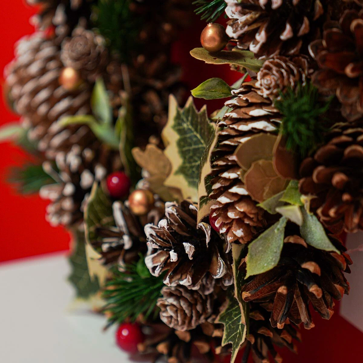30cm Holly And Red Berries Christmas Wreath 4 30cm Holly And Red Berries Christmas Wreath - Image 2