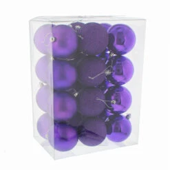 24 X 8cm Purple Assorted Shatterproof Christmas Tree Baubles