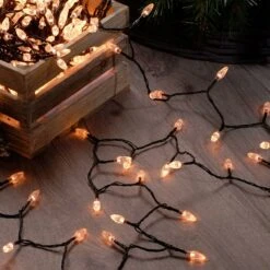 23.9m Indoor & Outdoor Traditional Diamond Christmas Tree Fairy Lights, 400 Warm White LEDs