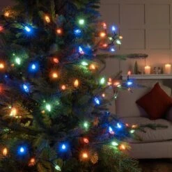 23.9m Indoor & Outdoor Traditional Diamond Christmas Tree Fairy Lights, 400 Multi Coloured LEDs