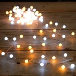 3m Silver Firefly Wire Christmas Tree Berry Lights, White And Warm White LEDs -Twinkly Twinkly Store p036444 1