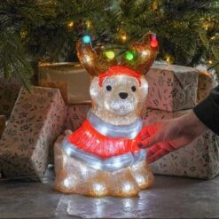 33cm Acrylic LED Christmas Dog Figure