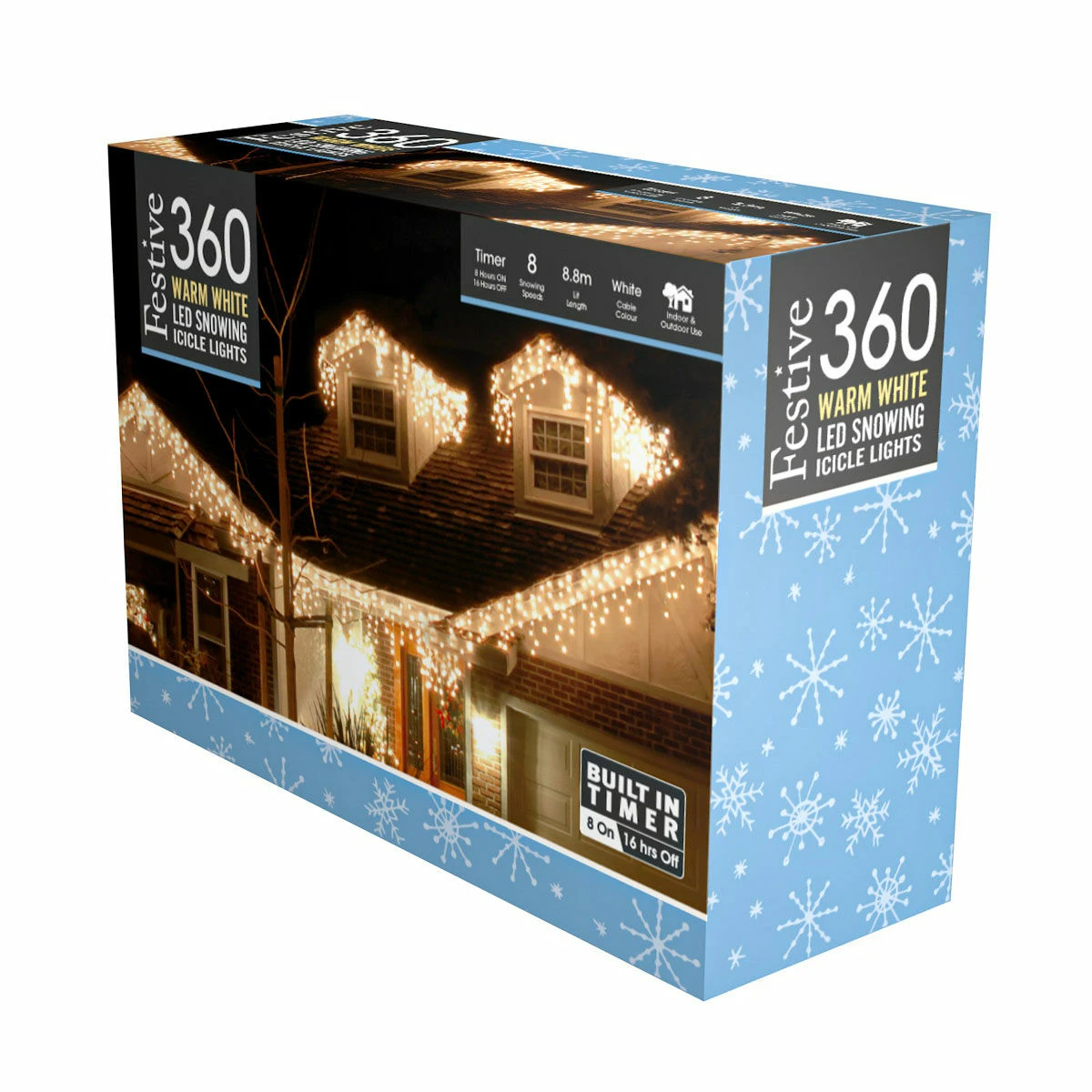 8.8m Christmas Snowing Effect Icicle Lights, 360 Warm White LEDs 7 8.8m Christmas Snowing Effect Icicle Lights, 360 Warm White LEDs - Image 5