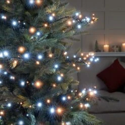 15.5m Outdoor Twinkling Effect Christmas Tree Fairy Lights, 600 White And Warm White LEDs