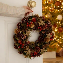 36cm Red And Gold Berry Christmas Wreath