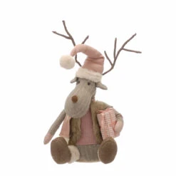 63cm Sitting Plush Pink Hat Christmas Reindeer Figure -Twinkly Twinkly Store p039419 1