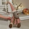 63cm Sitting Plush Pink Hat Christmas Reindeer Figure