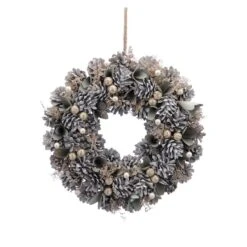 36cm White Pinecone And Gold Berries Christmas Wreath
