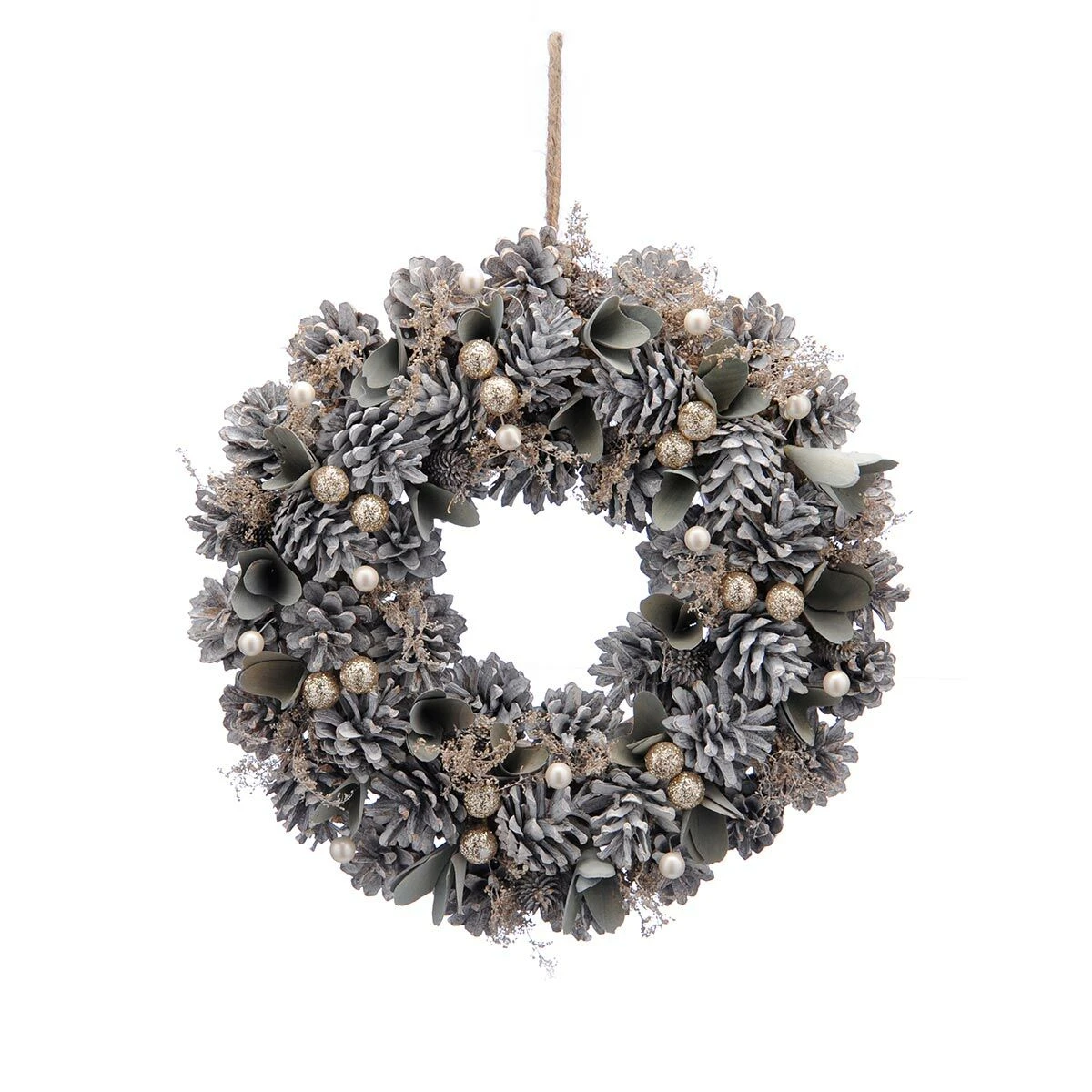 36cm White Pinecone And Gold Berries Christmas Wreath 3 36cm White Pinecone And Gold Berries Christmas Wreath