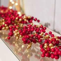 1.3m Red & Gold Berry Cluster Christmas Garland 10 1.3m Red & Gold Berry Cluster Christmas Garland -Twinkly Twinkly Store p040668 3