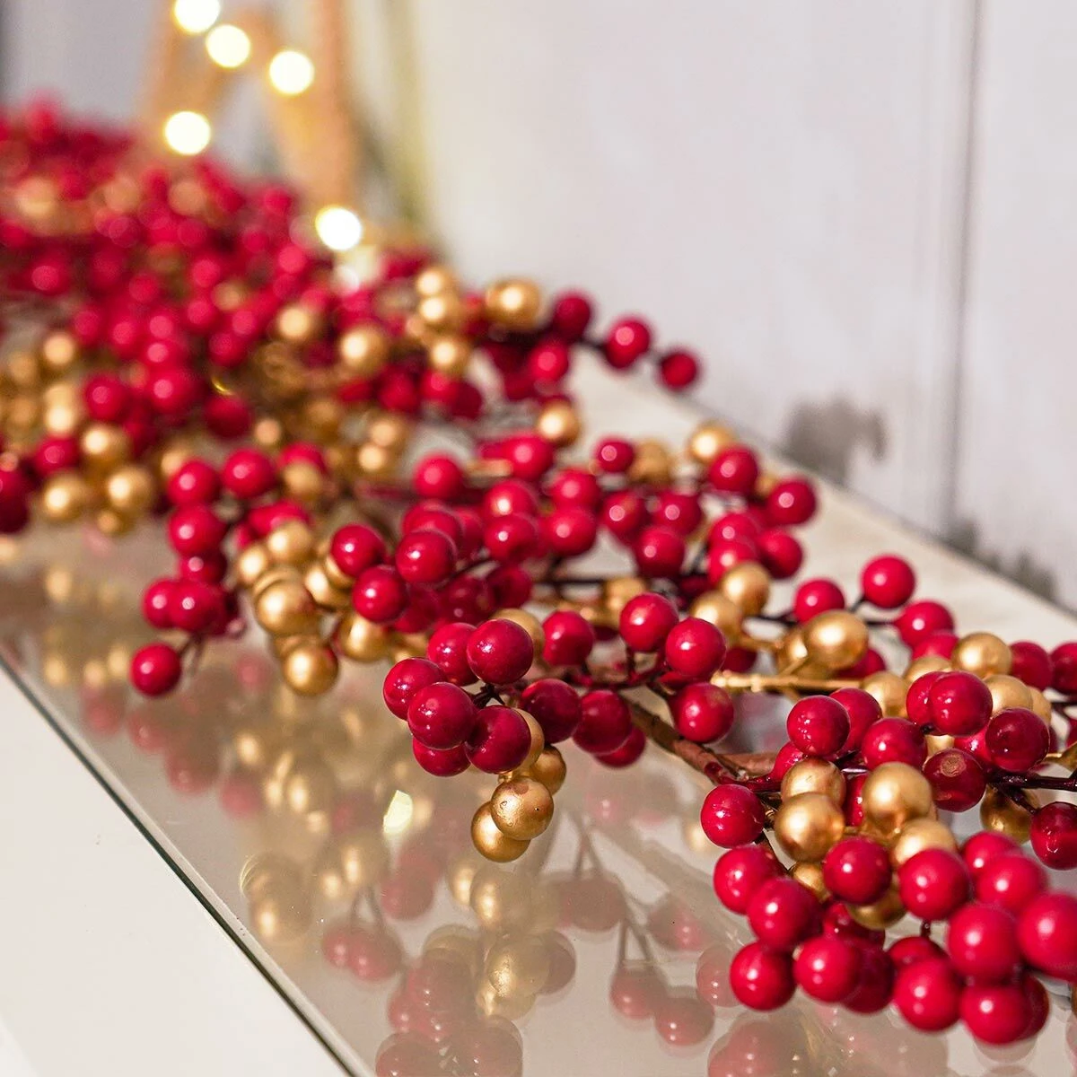 1.3m Red & Gold Berry Cluster Christmas Garland 6 1.3m Red & Gold Berry Cluster Christmas Garland - Image 4