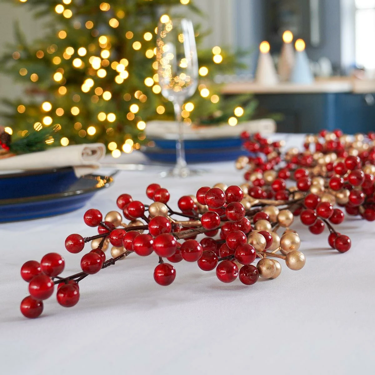 1.3m Red & Gold Berry Cluster Christmas Garland 4 1.3m Red & Gold Berry Cluster Christmas Garland - Image 2