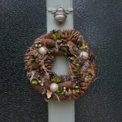 36cm Gold Leaf And Pinecone Christmas Wreath