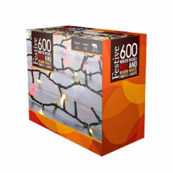 15.5m Outdoor Twinkling Effect Christmas Tree Fairy Lights, 600 Red & Warm White LEDs -Twinkly Twinkly Store p041909 1