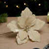 40cm Gold Velvet Magnolia Christmas Tree Decoration, 4 Pack -Twinkly Twinkly Store p043603 2