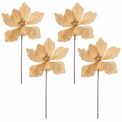 40cm Red Velvet Magnolia Christmas Tree Decoration, 4 Pack -Twinkly Twinkly Store p043603 3 1