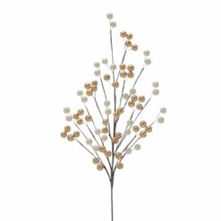 56cm Gold &amp; White Berry Spray Christmas Tree Decoration, 4 Pack -Twinkly Twinkly Store p043606 1