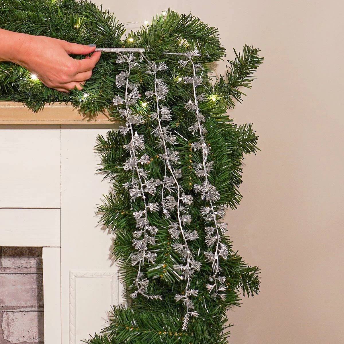 45cm White Glitter Drop Stem Christmas Tree Decoration, 4 Pack 7 45cm White Glitter Drop Stem Christmas Tree Decoration, 4 Pack - Image 5