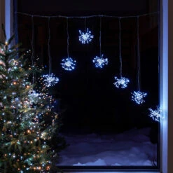 1.2m X 1.6m Outdoor Starburst Christmas Curtain Lights, White LEDs