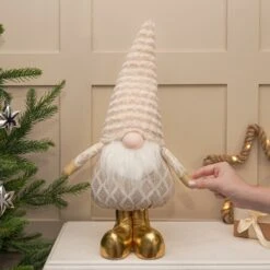47cmGold And White Standing Christmas Gonk Figure -Twinkly Twinkly Store p044223 3