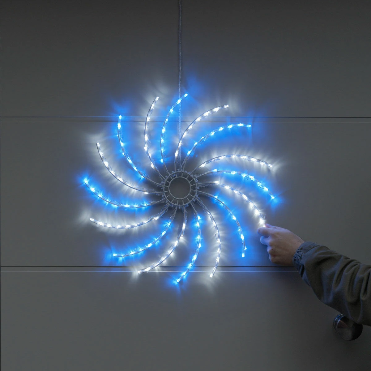Outdoor Multi Function Christmas Spinner Silhouette, Blue And White LEDs 3 Outdoor Multi Function Christmas Spinner Silhouette, Blue And White LEDs