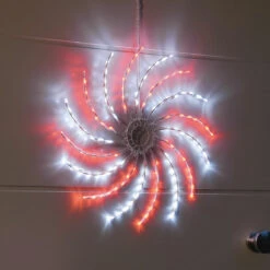 Outdoor Multi Function Christmas Spinner Silhouette, Red And White LEDs
