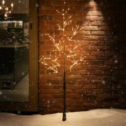 1.5m Outdoor Christmas Snow Twig Tree, Warm White LEDs