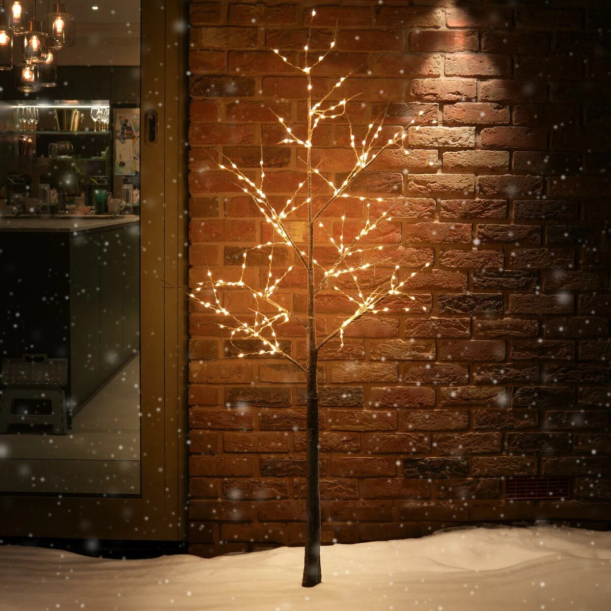 1.5m Outdoor Christmas Snow Twig Tree, Warm White LEDs 3 1.5m Outdoor Christmas Snow Twig Tree, Warm White LEDs