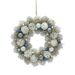 36cm Silver Pinecone Christmas Wreath