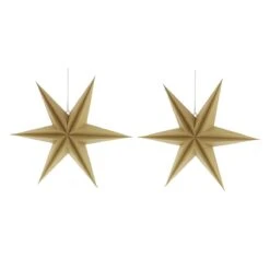 40cm Hanging Gold Paper Star Christmas Decoration, 2 Pack