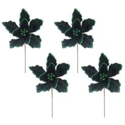40cm Dark Green Magnolia Stem Christmas Tree Decoration, 4 Pack