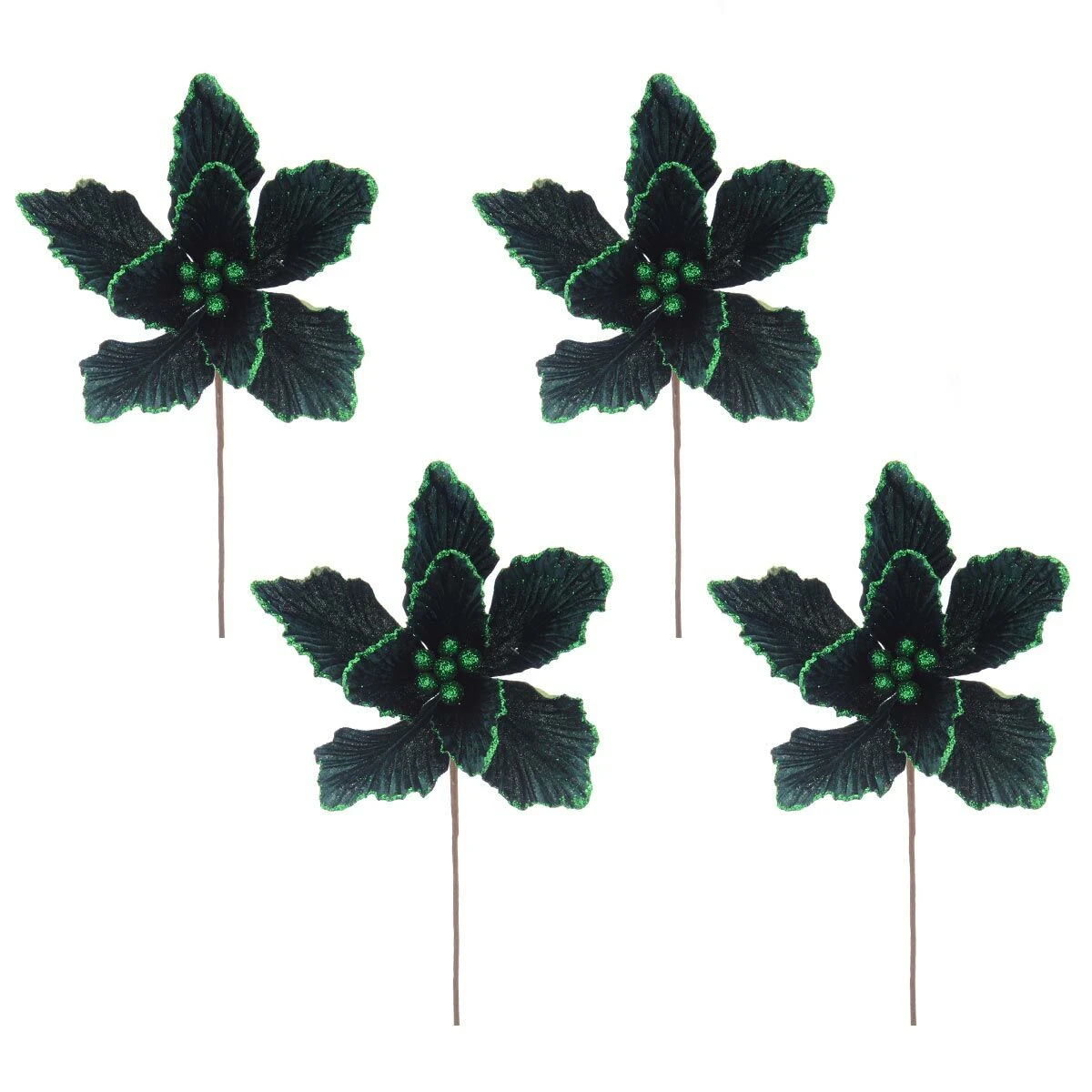40cm Dark Green Magnolia Stem Christmas Tree Decoration, 4 Pack 2 40cm Dark Green Magnolia Stem Christmas Tree Decoration, 4 Pack