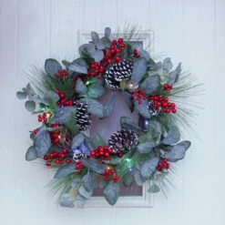 60cm Red Berry And Pinecone Christmas Wreath -Twinkly Twinkly Store tr069 4